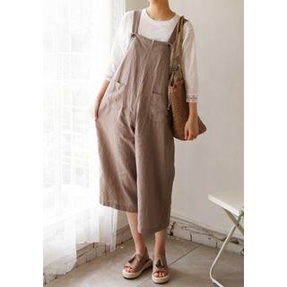 Wide-leg Linen Overall Pants