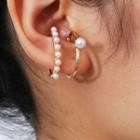 Faux Pearl Alloy Cuff Earrings Gold - One Size
