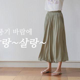 Shirred Chiffon Wide-leg Pants