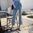 Asymmetric-waist Bell-bottom Jeans