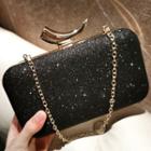 Glitter Evening Clutch With Chain Strap