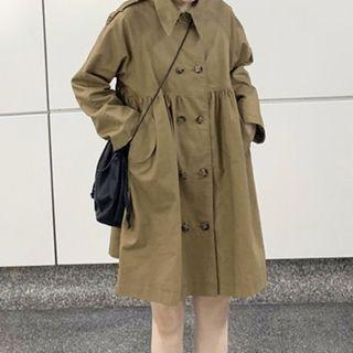 Double Breasted Long Coat As Shown In Figure - One Size