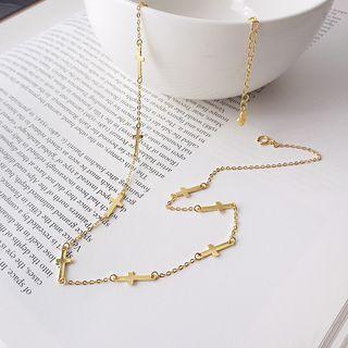925 Sterling Silver Cross Necklace As Shown In Figure - One Size