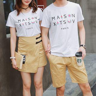 Couple Matching Lettering Short-sleeve T-shirt / A-line Skirt / Shorts