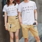 Couple Matching Lettering Short-sleeve T-shirt / A-line Skirt / Shorts