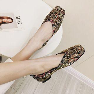 Patterned Square-toe Flats