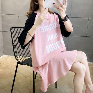 Short-sleeve Lettering Raglan T-shirt Dress