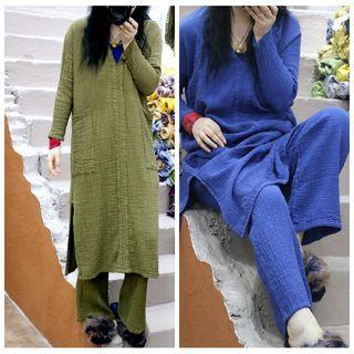 Set: Long-sleeve Linen Tunic + Pants
