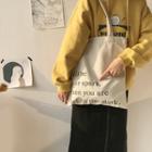 Lettering Canvas Tote Bag Spark - Beige - One Size