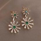 Rhinestone Floral Drop Earring 1 Pair - As Shown In Figure - One Size