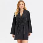 Double Breasted Striped Mini A-line Coat Dress