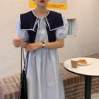 Puff-sleeve Midi A-line Dress / Shawl