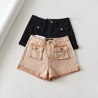Pocket Roll Up Cargo Denim Shorts