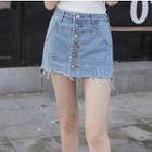 Ripped Denim Miniskirt