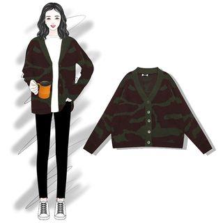 Camo Cardigan As Shown In Figure - One Size