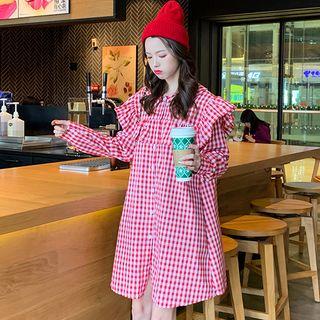 Gingham Ruffle Shirtdress