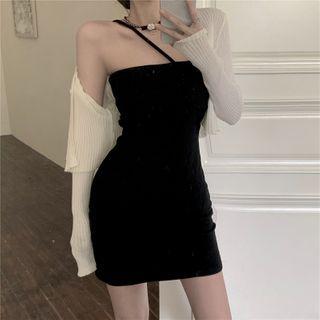 One-shoulder Plain Dress