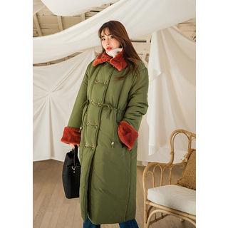 Tall Size Faux-fur Collar Long Padded Coat