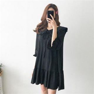 Wide-collar Frilled H-line Dress