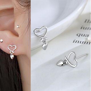 Rhinestone / Alloy Earring (various Designs) 1 Pair - Love Heart - Silver - One Size