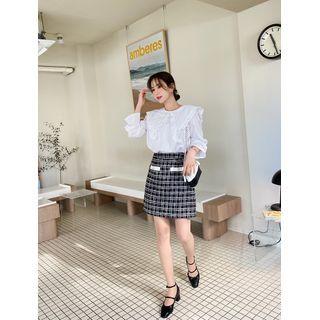 Frilled Chelsea-collar Longline Blouse