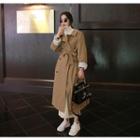 Button-back Double-breasted Long Trench Coat