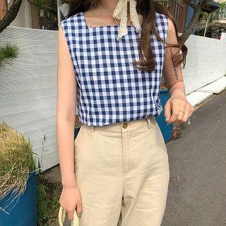Plain Plaid Sleeveless Tank Top