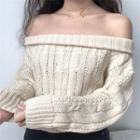 Off-shoulder Cable Knit Crop Sweater