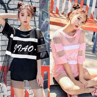 Swim Tank Top / Bottom / Swimsuit / Elbow-sleeve Top / Set