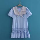 Gingham Sailor Collar Short-sleeve Dress