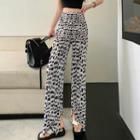 Dotted High Waist Wide Leg Pants Black & White - One Size