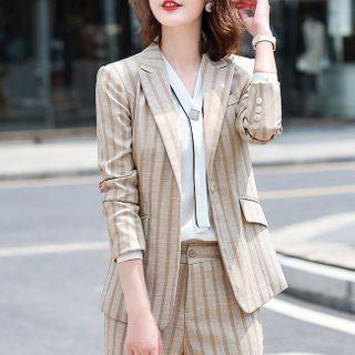 Set: Striped Blazer + Straight Leg Pants