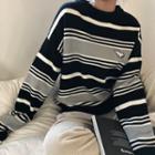 Pig Embroidered Striped Sweater