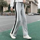 Contrast-trim Straight-cut Drawstring Pants