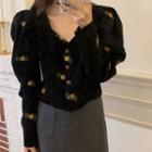 Long Sleeve Embroidered Corduroy Shirt