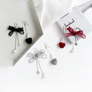 Bow & Heart Non-matching Drop Earring