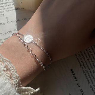 925 Sterling Silver Heart Round Bracelet