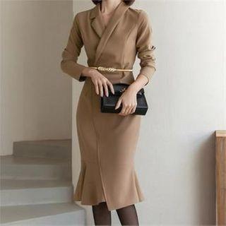 Ruffle-hem Coatdress With Belt