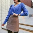 Dual-pocket A-line Miniskirt