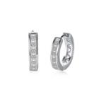 Simple 1-shaped Earrings With Cubic Zircon Silver - One Size