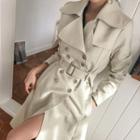 Belted A-line Maxi Trench Coat