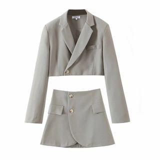 Crop Blazer A Line Skirt