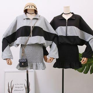 Patchwork Half-zip Mini Dress