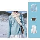 Set Of 2: Round-neck Sweater + Skirt