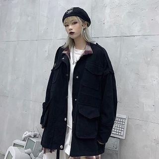 Plaid Panel Oversize Jacket