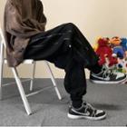 Lettering Print Faux Suede Sweatpants