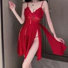 Spaghetti Strap Lace Night Dress Red - One Size