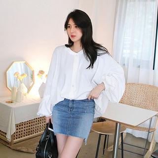 Balloon-sleeve Oversized Blouse Cardigan