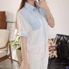 Panel Short-sleeve Chiffon Blouse