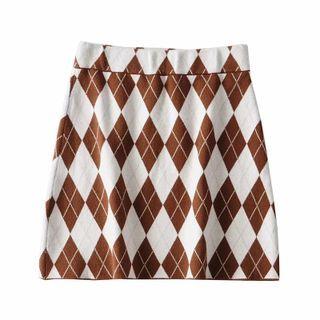 Argyle Knit Mini A-line Skirt